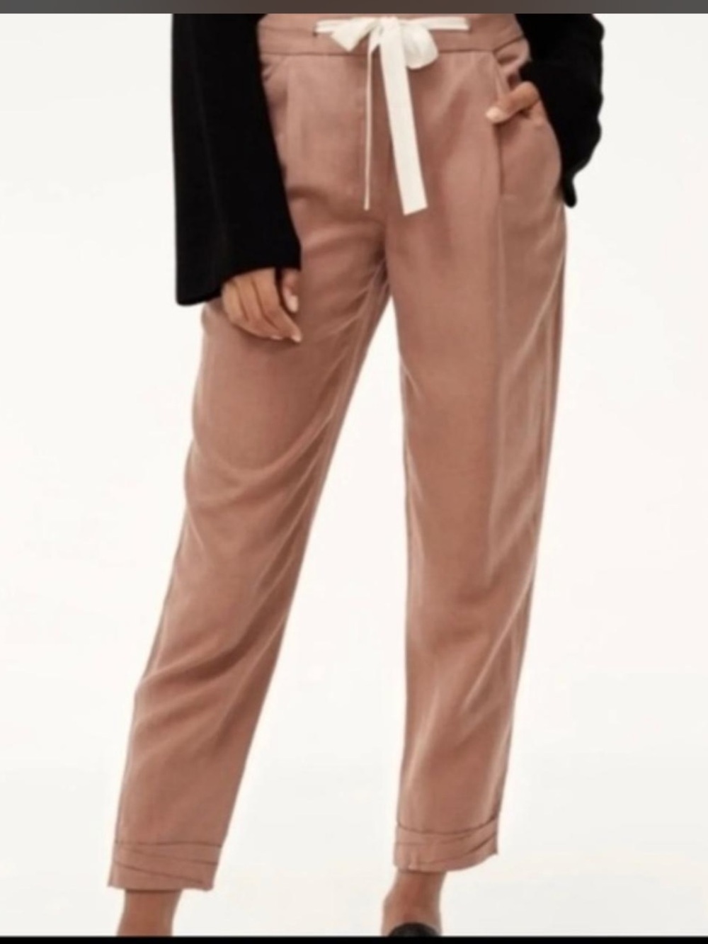 Aritzia Wilfred Allant Linen Blend Cropped Pant in Dusty Rose